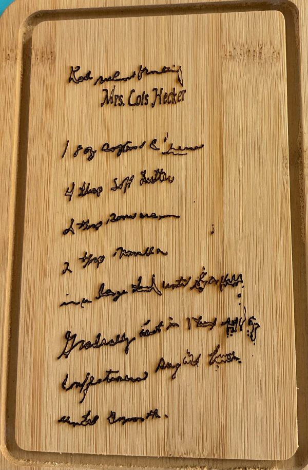 Engraving Handwritten Notes or Recipes